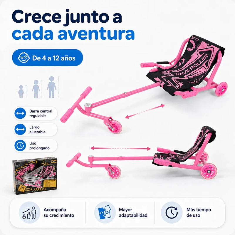 EASY ROLLER CON LUCES ROSADO WAVE ROLLER - 3