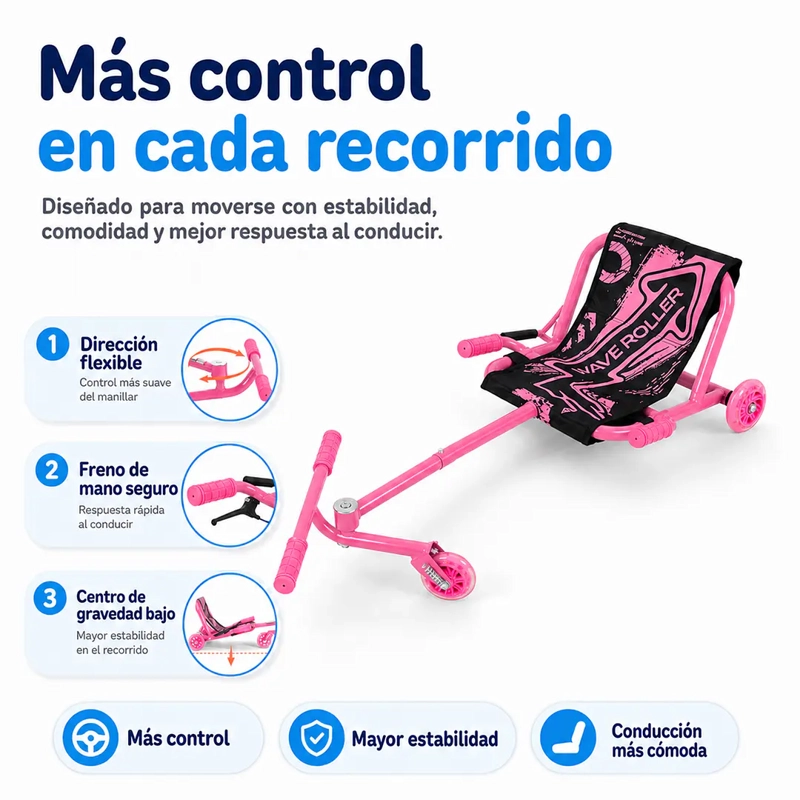 EASY ROLLER CON LUCES ROSADO WAVE ROLLER - 4
