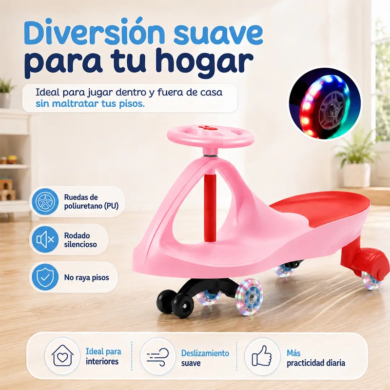 SWING CAR AUTO GIRATORIO ROSADO CON LUCES - 2
