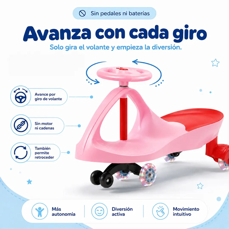 SWING CAR AUTO GIRATORIO ROSADO CON LUCES - 3