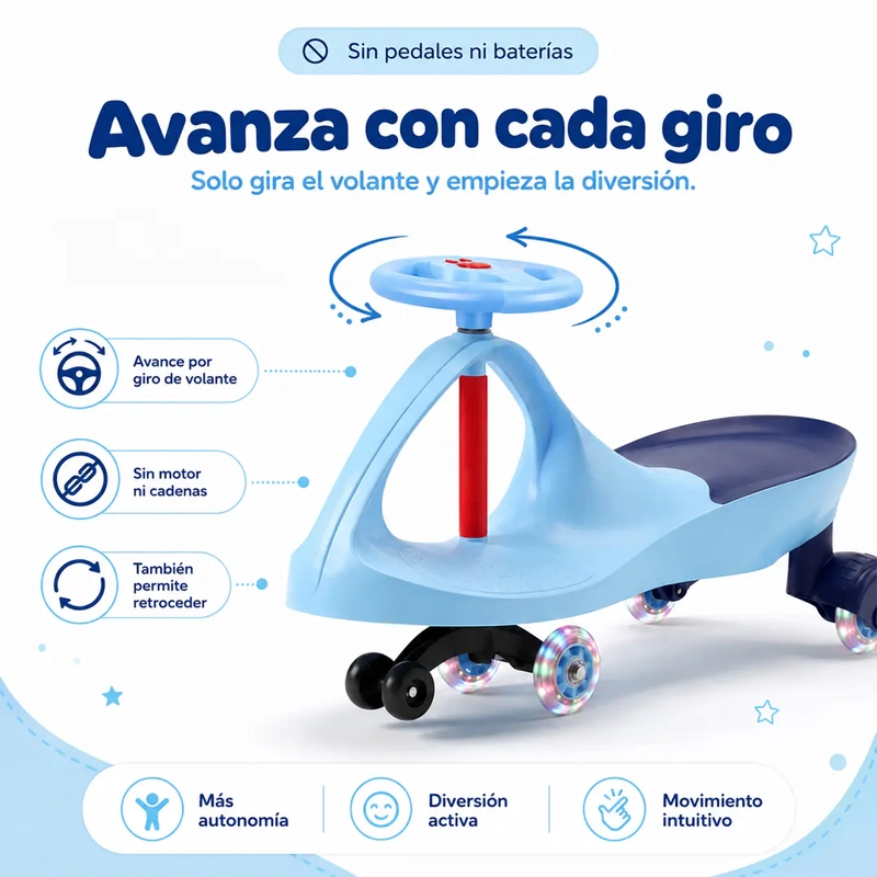 SWING CAR AUTO GIRATORIO AZUL CON LUCES - 4