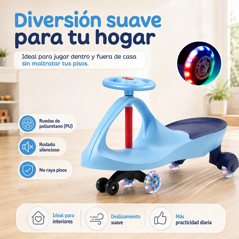 SWING CAR AUTO GIRATORIO AZUL CON LUCES - 5