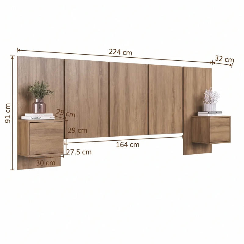 RESPALDO CAMA CASAL COM VELADORES 2 PLAZAS MIEL - 3