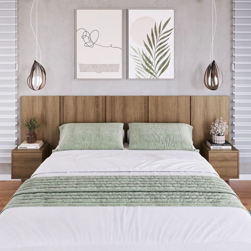 RESPALDO CAMA CASAL COM VELADORES 2 PLAZAS MIEL - 4