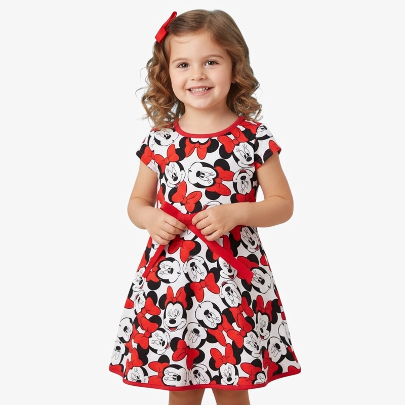VESTIDO ALGODON NIÑA DISNEY ROJO MINNIE - 1