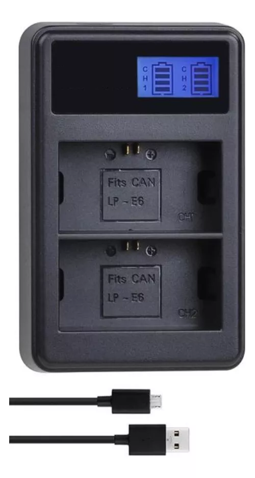 CARGADOR DOBLE LC-E6 CANON 6D 60D 70D 80D 5D MARK II 7D ETC - 1