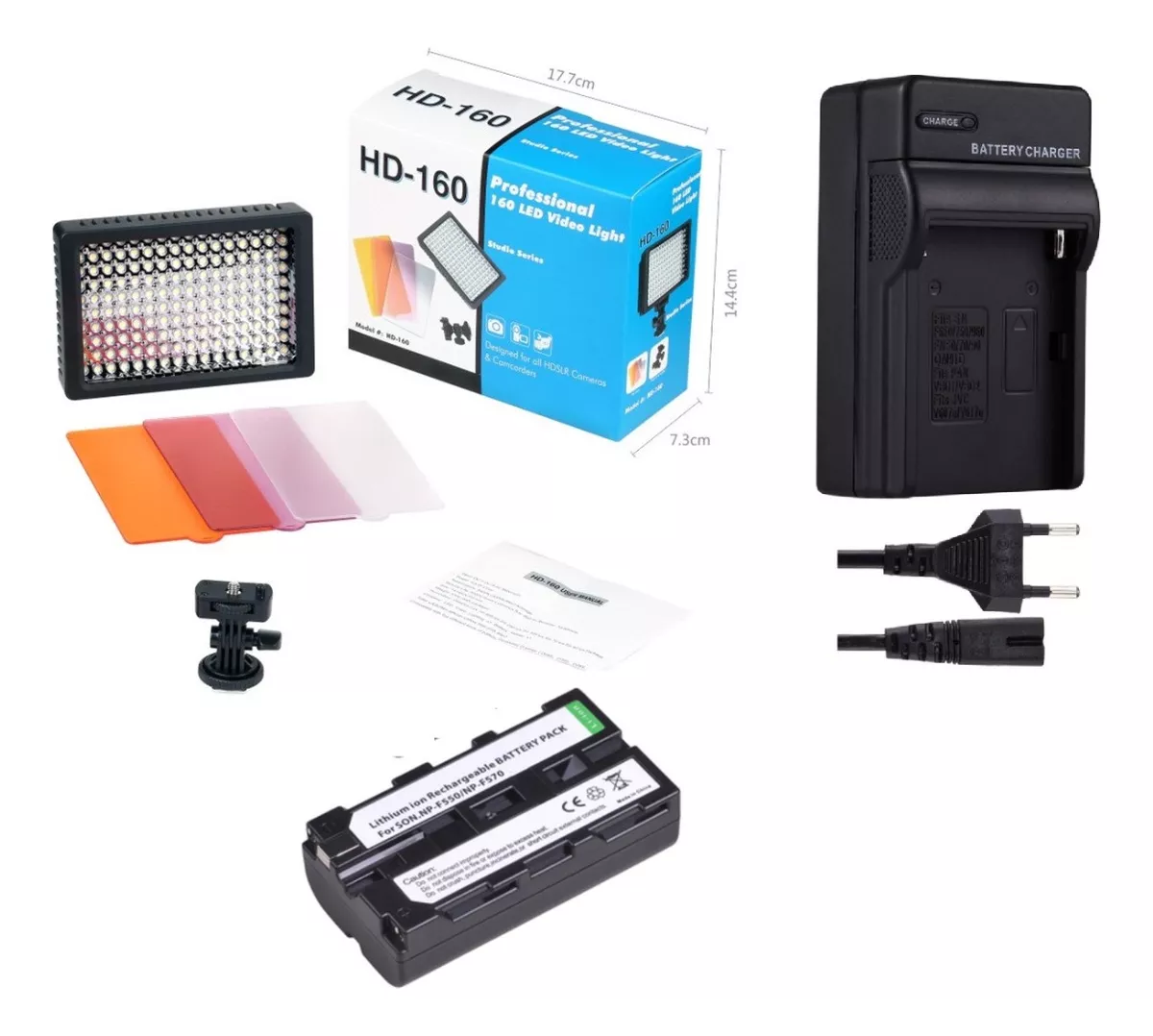 FOCO LED 160 + 3 FILTROS + CARGADOR + BATERÍA - 1