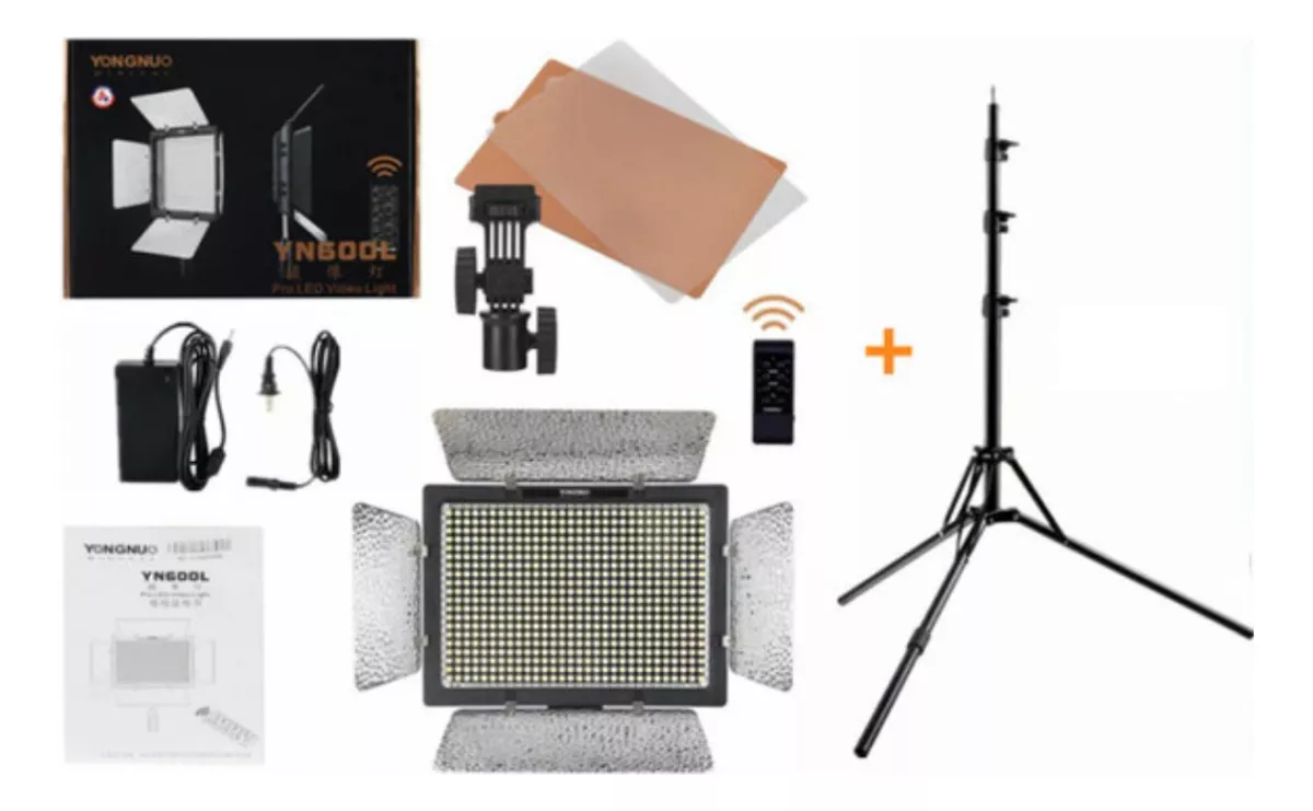 KIT FOCO LED YONGNUO YN600L + FUENTE ALIMENTACIÓN + ATRIL - 1