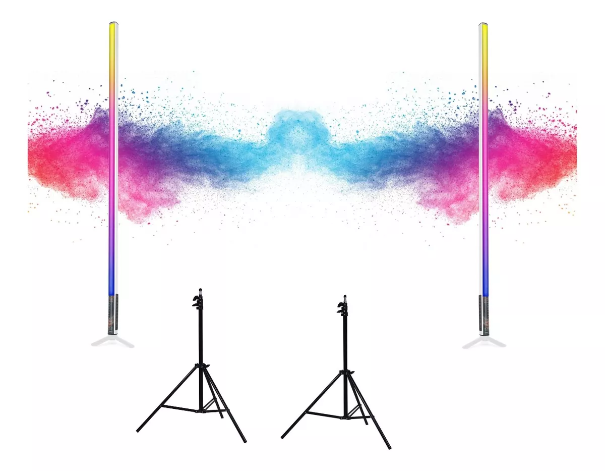 KIT 2 TUBOS RGB 120CM BATERÍA INTEGRADA LUXCEO + 2 ATRILES - 1