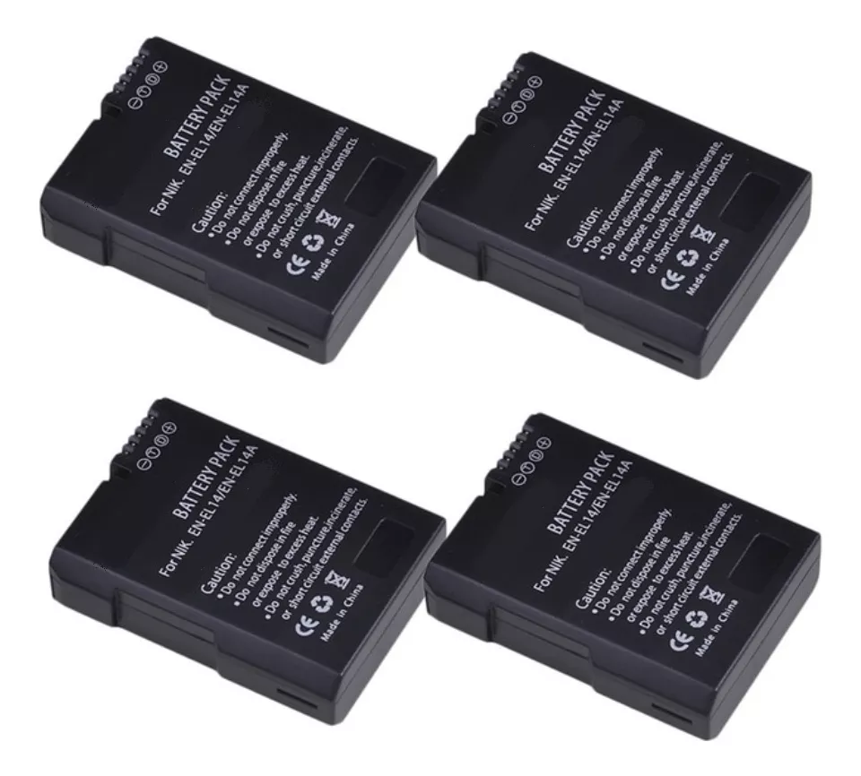 4 BATERÍAS NIKON ENEL14 D3100 D3200 D3300 D5100 D5200 ALTERN - 1