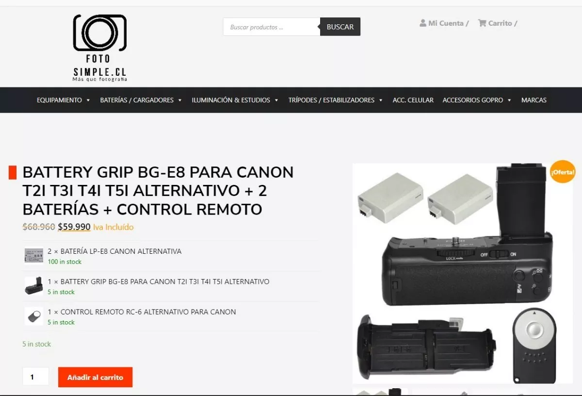BATERÍA GRIP PARA CANON T2I T3I T4I T5I + 2 BATERÍAS+ENVÍO G - 4