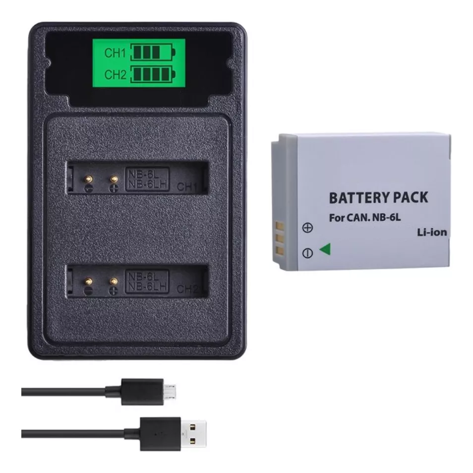 BATERÍA NB-6L + CARGADOR DOBLE CB-2LYE ALTERNATIVO CANON - 1