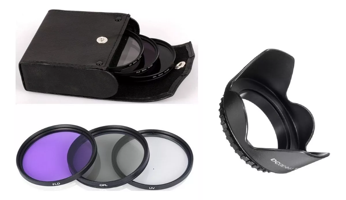 KIT FILTROS UV POLARIZADOR Y FLUORESCENTE DE 67MM + PARASOL - 1