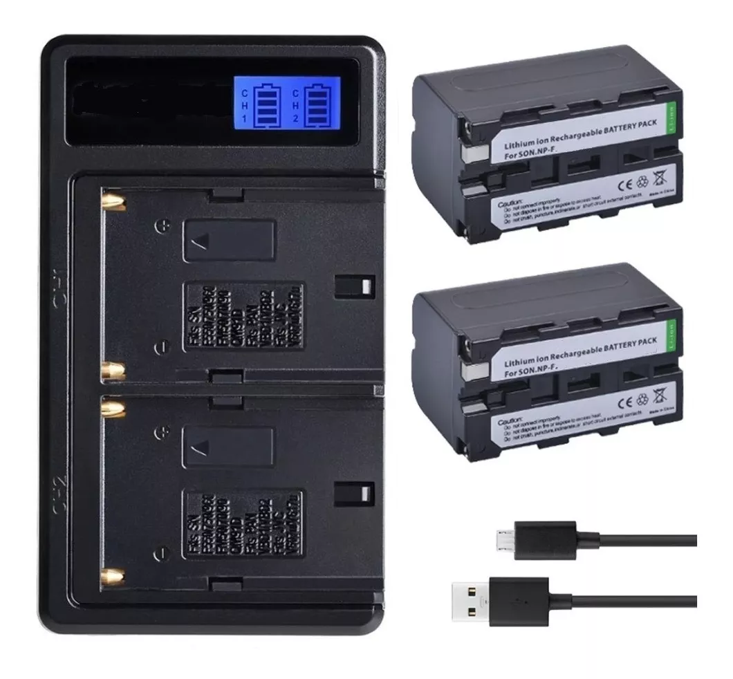 2 BATERÍAS NP-F970 + CARGADOR BC-VM10 DOBLE SONY ALTERNATIVA - 1