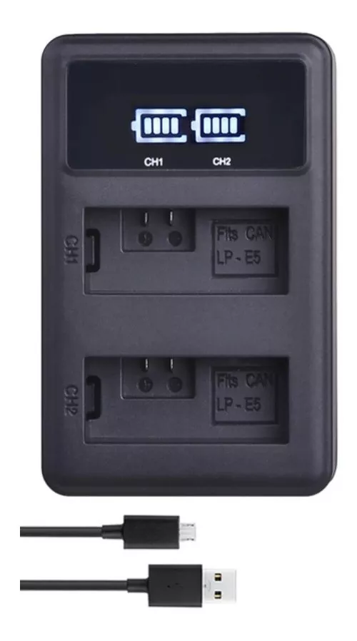 KIT 4 BATERÍAS LP-E5 + CARGADOR DOBLE LC-E5 ALTERNATIVO CANO - 2