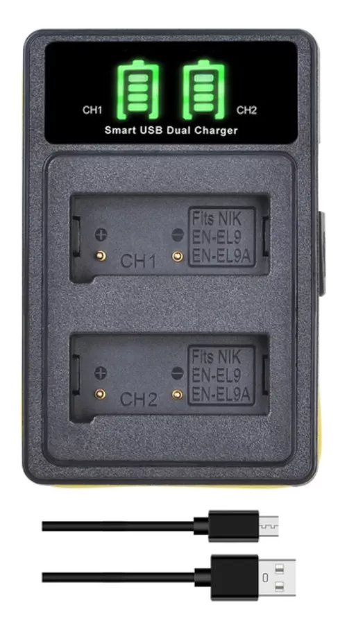 CARGADOR DOBLE MH-23 ALTERNATIVO NIKON BATERÍA EN-EL9 - 1