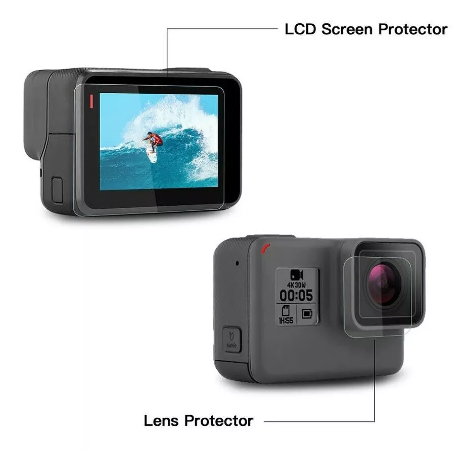 PROTECTOR PANTALLA LENTE VIDRIO TEMPLADO GOPRO 7 WHITE SILVE - 2