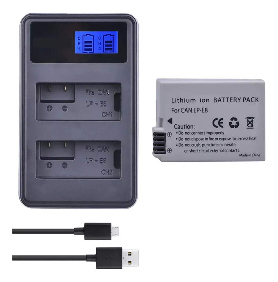 BATERÍA LP-E8 + CARGADOR DUAL CANON T2I T3I T4I T5I ALTERNAT - 1