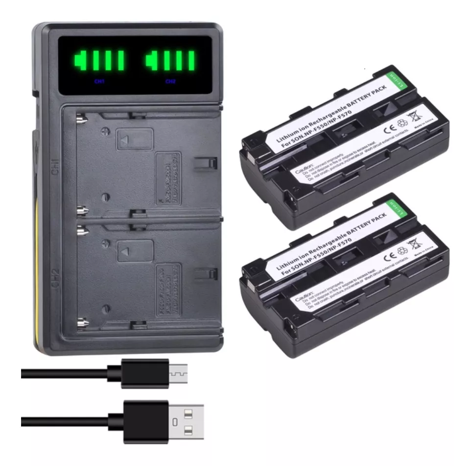 2 BATERÍAS NP-F550 NP-F570 + CARGADOR DOBLE BC-VM10 ALTERNAT - 1