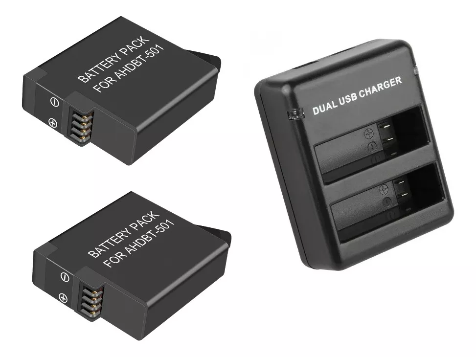 KIT CARGADOR + 2 BATERÍAS GOPRO 5, 6 & 7 ALTERNATIVA - 1