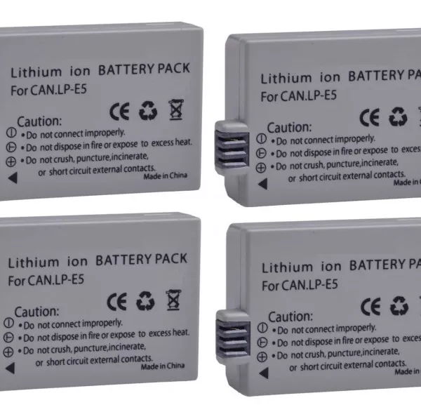 4 BATERÍAS LP-E5 ALTERNATIVA CANON T1I XS XSI - 1