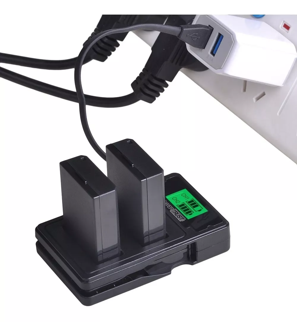 KIT CARGADOR DOBLE+ 2 BATERÍAS LP-E10 CANON T3 T5 T6 T7 T100 - 2