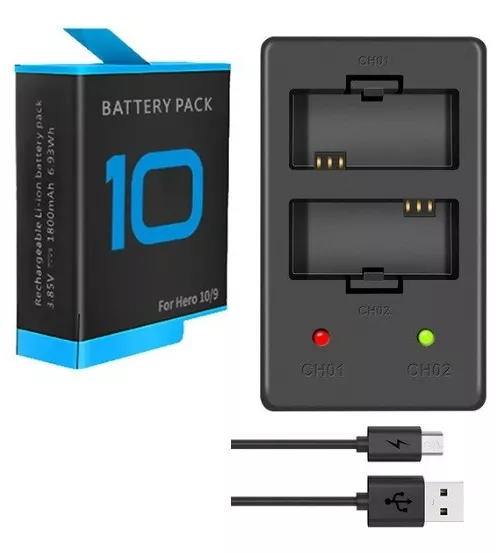 KIT CARGADOR + BATERÍA GOPRO 9, 10 & 11 ALTERNATIVA - 1