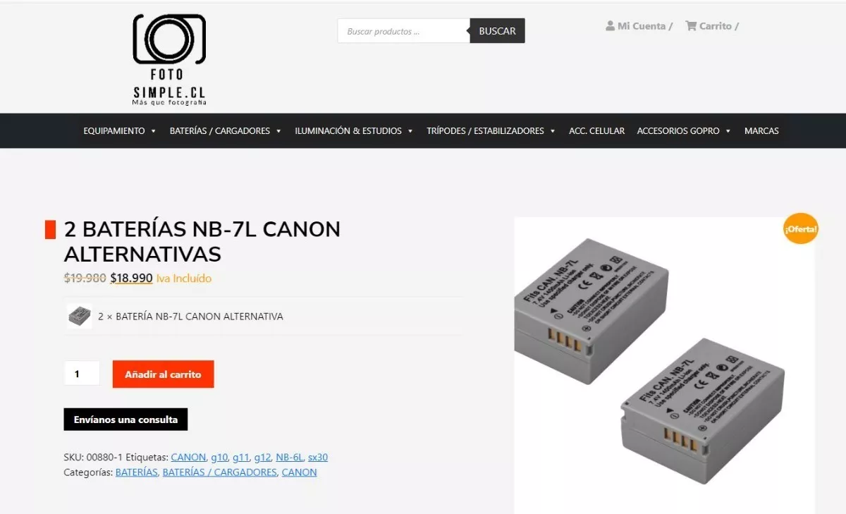 2 BATERÍA NB-7L CANON SX30IS G10 G11 G12 - 4