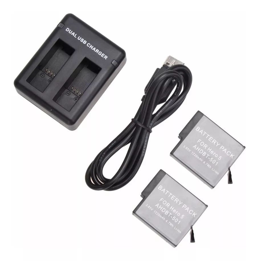 KIT CARGADOR + 2 BATERÍAS ALTERNAT GOPRO 5 6 7 HERO 2018 - 1