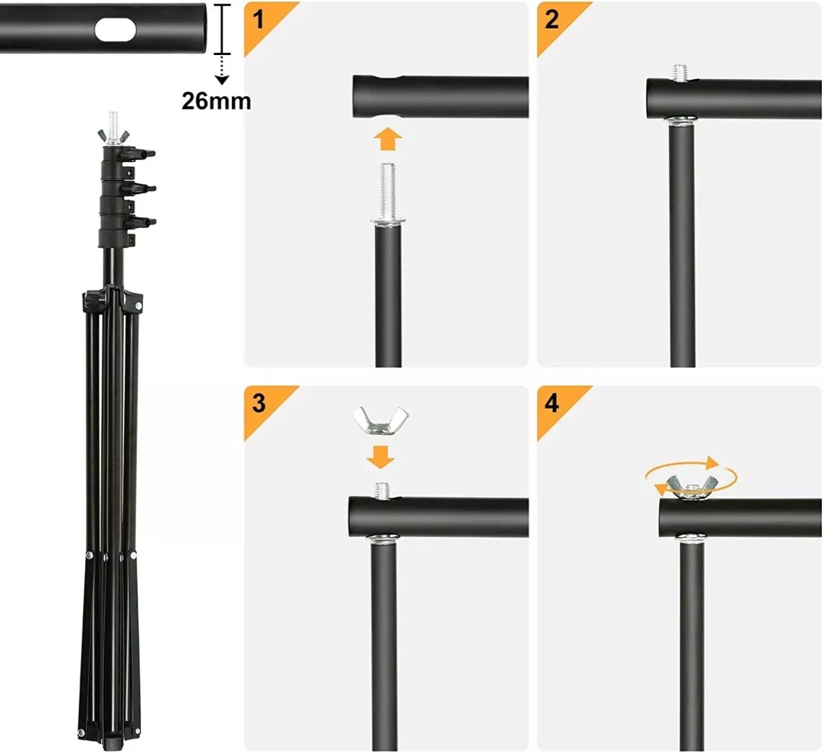 PORTATELÓN PARA FONDO FOTOGRÁFICO 2 X 3 METROS +BOLSO +PINZA - 2