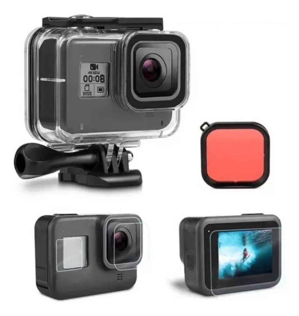 CARCASA SUMERGIBLE PARA GOPRO 8 + FILTRO ROJO - 1