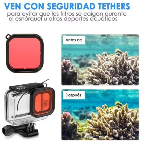 CARCASA SUMERGIBLE PARA GOPRO 8 + FILTRO ROJO - 4