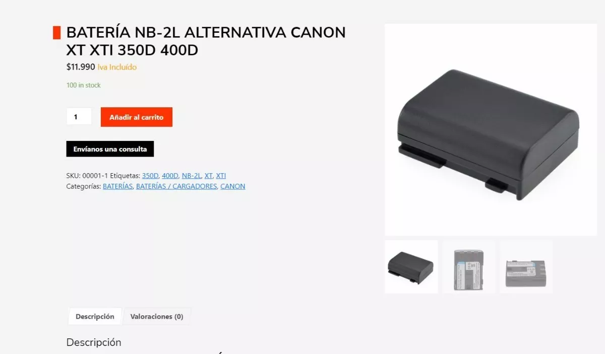 BATERÍA NB-2LH ALTERNATIVA XT XTI EOS 350D 400D - 3