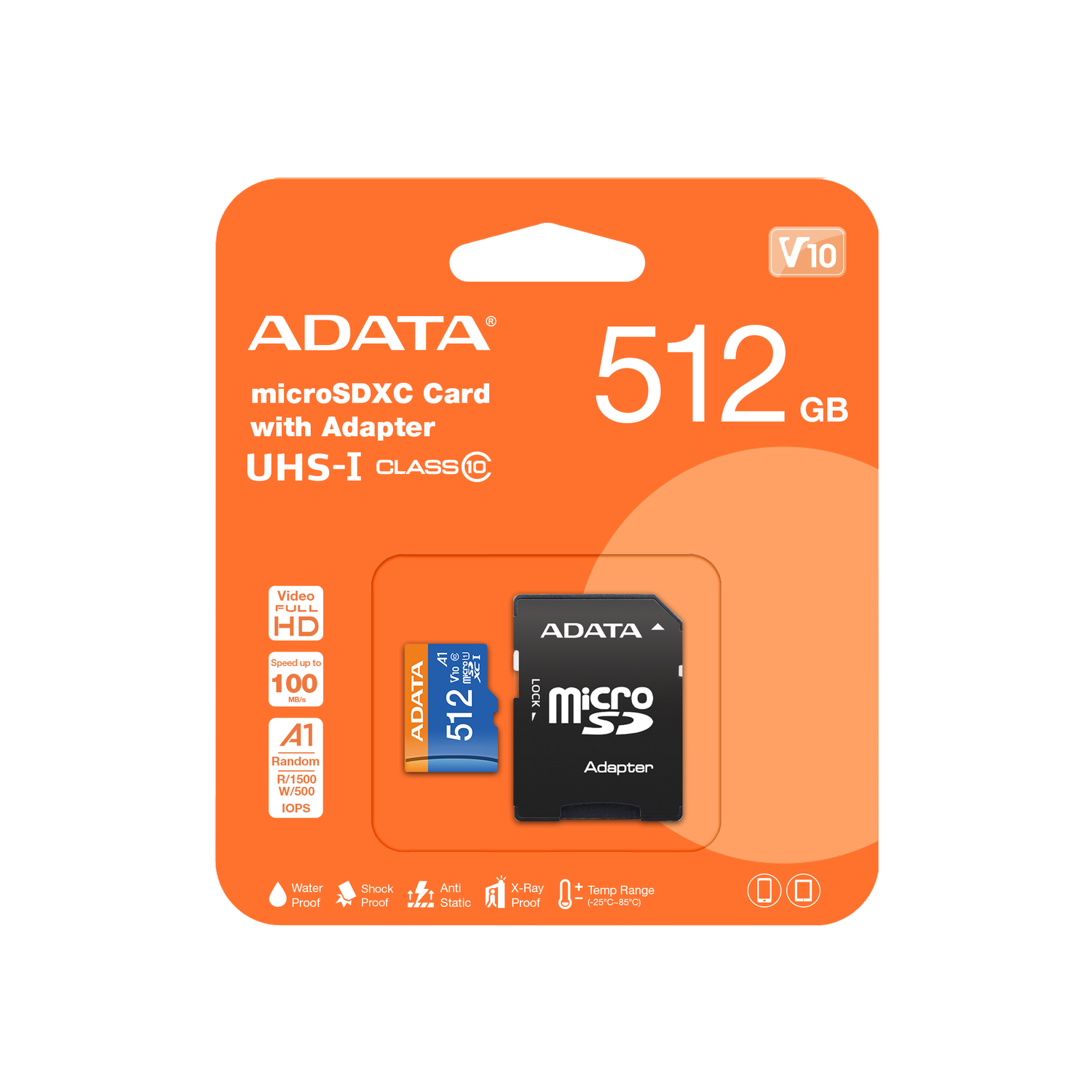 ADATA 512GB MICROSDXC UHS-I CLASS10 100/25 MB/S AUSDX512GUICL10A1-RA1 - 1