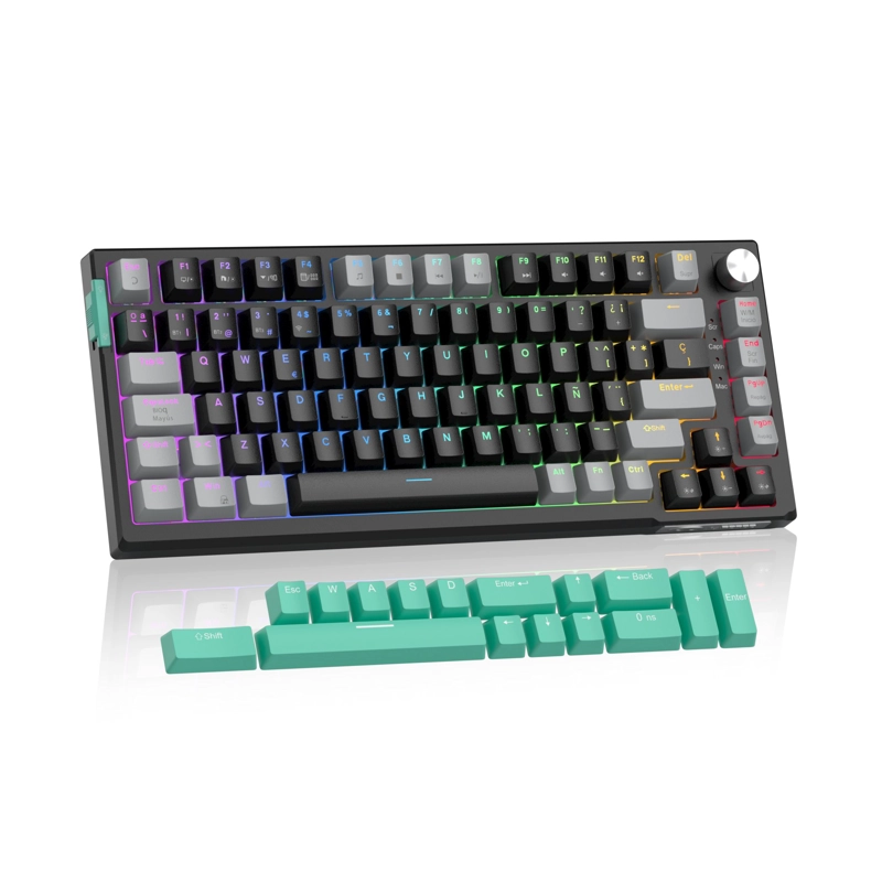 MAGEGEE TECLADO MECANICO SKY81 - GRIS NEGRO CELESTE - INALAMBRICO ESPAÑOL - 2