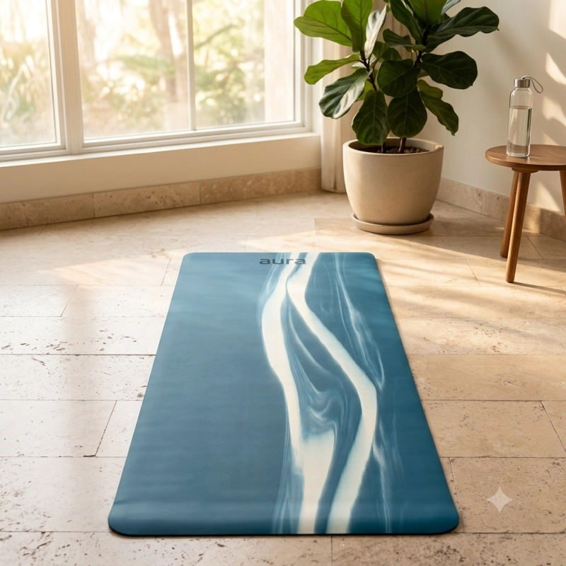 MAT DE YOGA PROFESIONAL AURA AZUL MARMOL - 5