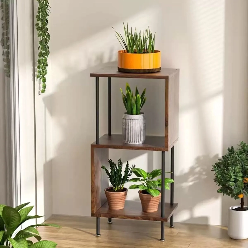 ESTANTE DECO ORGANIZADOR PLANDA LIBRERO VELADOR MATE MARRON - 2