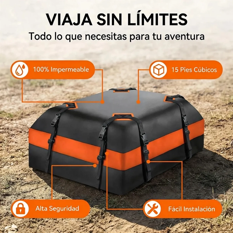 BOLSO PORTA EQUIPAJE IMPERMEABLE PARA TECHO DE AUTO 425L - 3