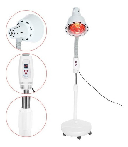 LAMPARA INFRARROJA 275W POTENCIA REGULABLE FLEXIBLE C/RUEDAS - COLOR_80: BLANCO