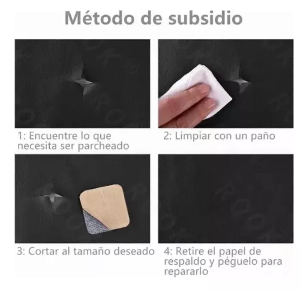 PARCHE ADHESIVO 30X20CM REPARACIÓN CUERO CUERINA TRABAJOS NEGRO - 2