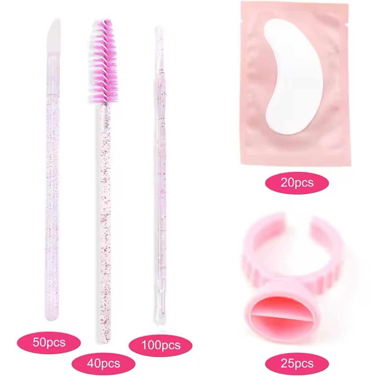 CONJUNTO COLOR ROSADO DE EXTENSIONES DE PESTAÑAS CON CAJA - 2