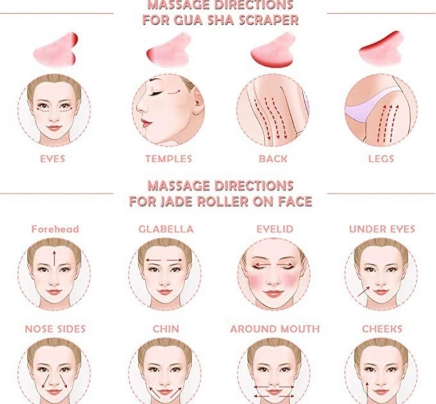 CUARZO ROSA GUA-SHA MASAJEADOR FACIAL LINFÁTICO - 2
