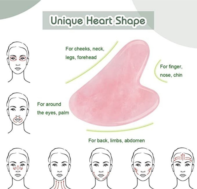 CUARZO ROSA GUA-SHA MASAJEADOR FACIAL LINFÁTICO - 3