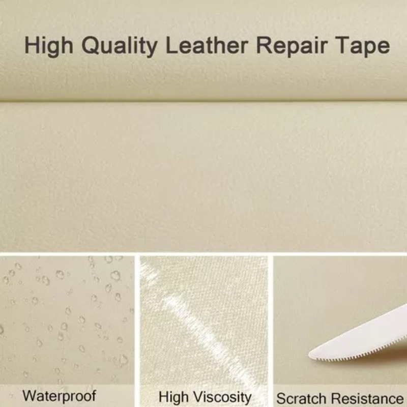 PARCHE AUTOADHESIVO DE CUERO PARA REPARAR SOFÁS DE 50X137CM CREMA - 5