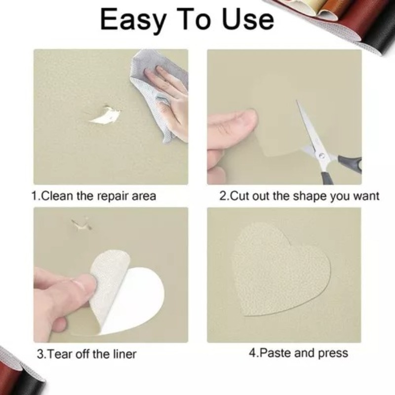 PARCHE AUTOADHESIVO DE CUERO PARA REPARAR SOFÁS DE 50X137CM CREMA - 6