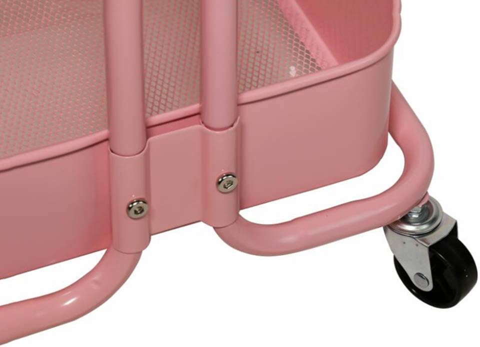 CARRITO ORGANIZADOR CON RUEDAS DE METAL DE 3NIVELES CON ASA COLOR ROSA - 3