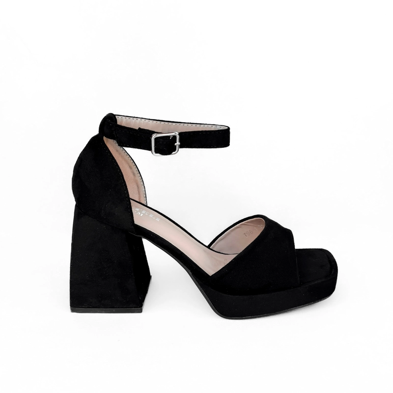 SANDALIA MUJER MAJU NEGRO GAMUZA BELLA MODA - 1