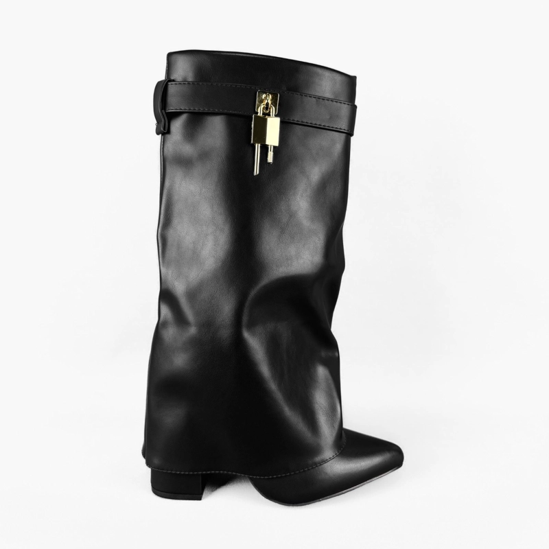 BOTIN MUJER LISA CORTA NEGRO BELLA MODA - 1