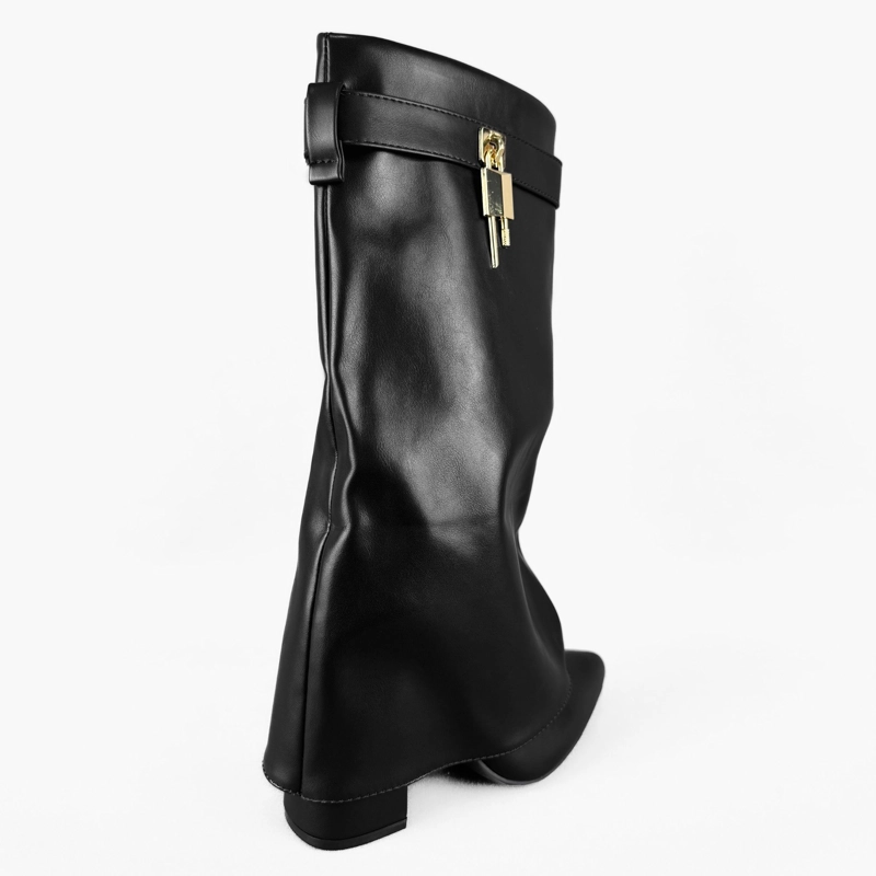 BOTIN MUJER LISA CORTA NEGRO BELLA MODA - 5