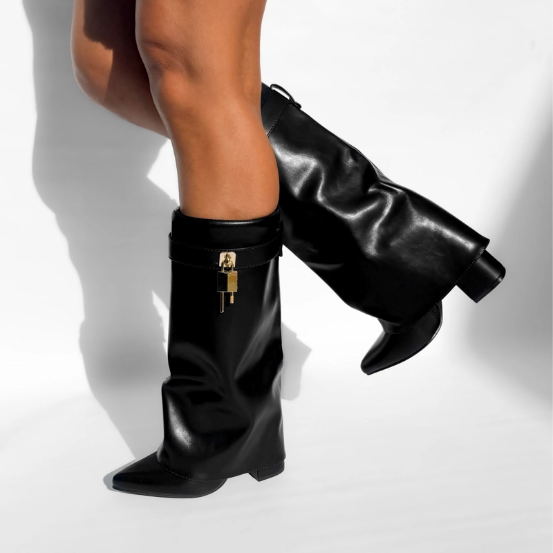 BOTIN MUJER LISA CORTA NEGRO BELLA MODA - 6
